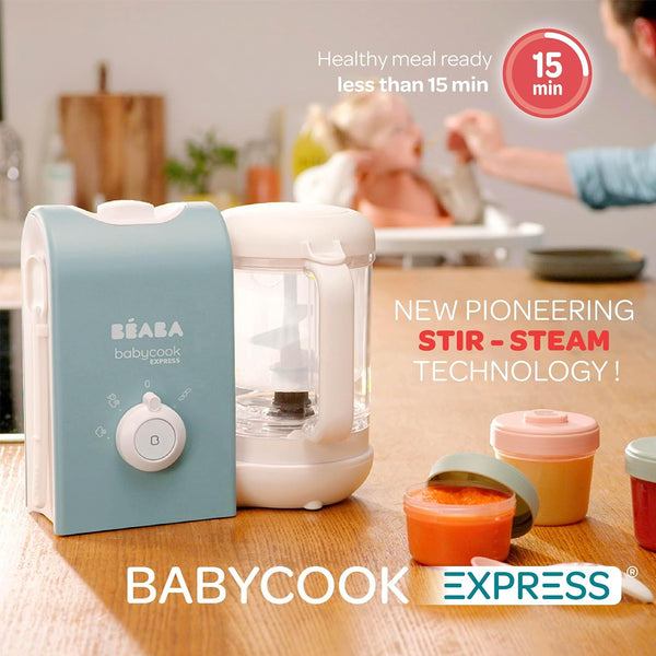 Beaba Babycook Express Multifunctional Baby Food Processor, Blender, Steamer, Sterilizer and Cooker - Baltic Blue - Dezine Kids