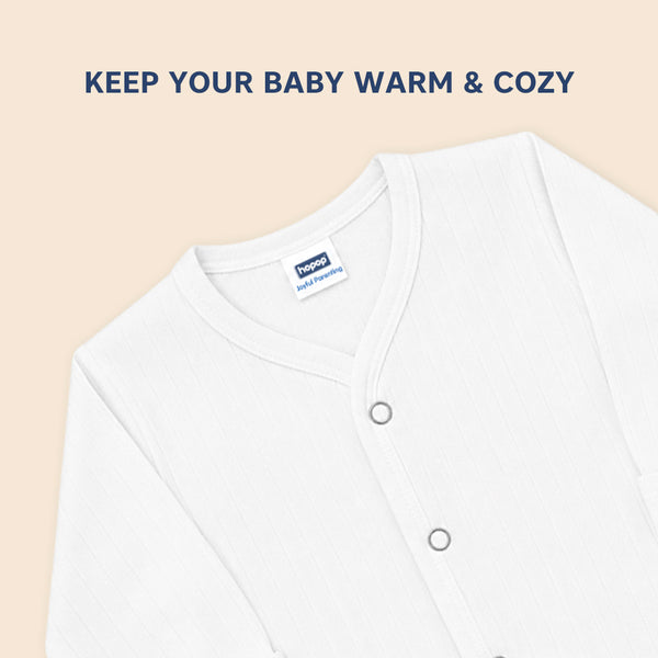 Hopop Baby 100% Cotton Soft & Warm Front Open Thermal Full Sleeves Vest