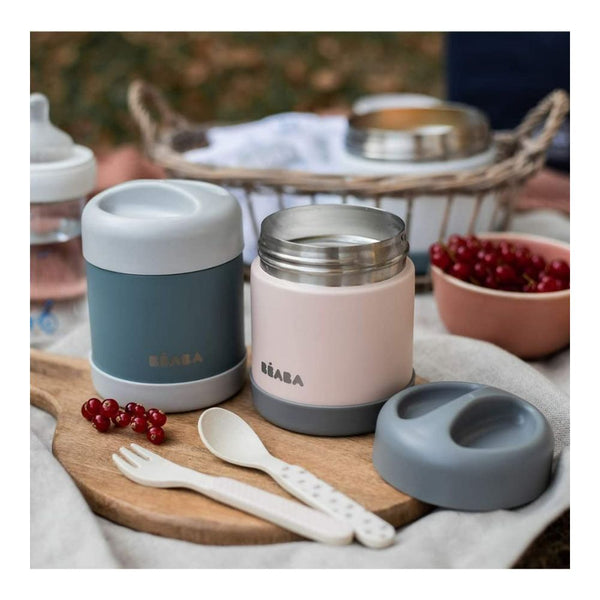 Beaba Stainless Steel Insulated Food Jar, Isothermal Portion 300 ml - Eucalyptus Green