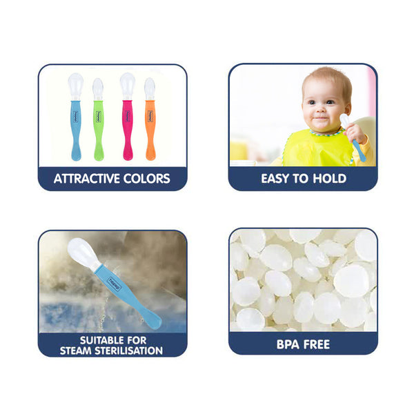 Hopop Silicone Baby Self-Feeding Spoons – Pack of 2 - Dezine Kids