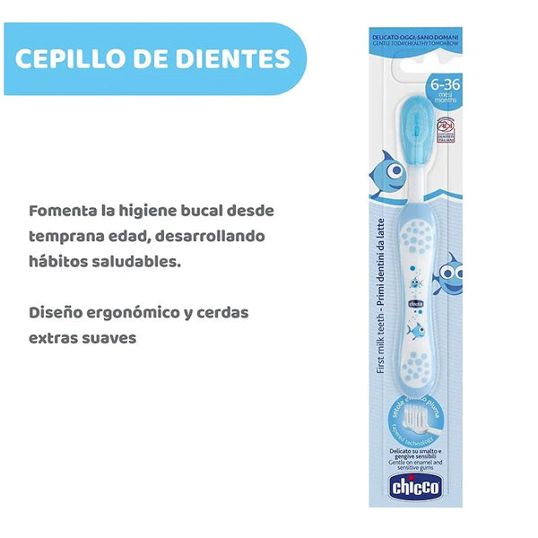 Chicco Toothbrush Blue 6M to 3Y - Blue