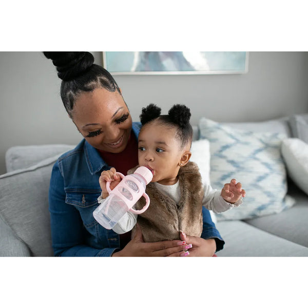 Dr.Browns Milestone Narrow Sippy Spout Bottle with Silicone Handles (6m+) 8oz/250 ml - Light Pink - Dezine Kids