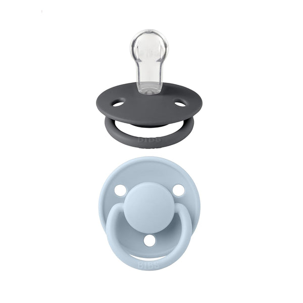 Bibs De Lux Pacifiers 2 Pack - Iron/Baby Blue