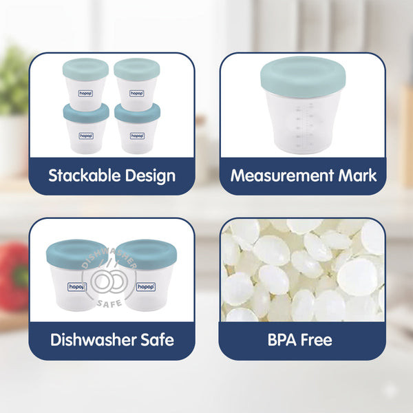 Hopop Baby Multi-Functional Food Storage Containers – Set of 4 - Dezine Kids