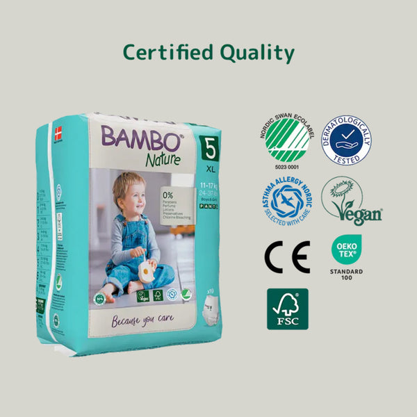 Bambo Nature Pant Style Diapers, Size 5 XL Size (11-17 Kgs) 19pcs - Dezine Kids