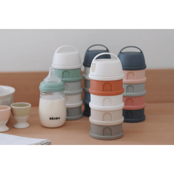 Beaba Stacked Formula Container, Airtight Multifunctional Storage Container, 4 Interchangeable Compartments, Microwave Safe - Terracotta