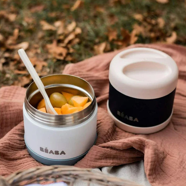 Beaba Stainless Steel Insulated Food Jar, Isothermal Portion 500 ml - Light Pink/Night Blue