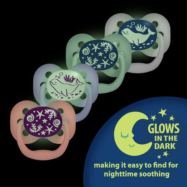 Dr.Browns Blue Advantage Pacifiers Stage 1 Glow in the Dark, Pack of 2 - Blue Ocean - Dezine Kids