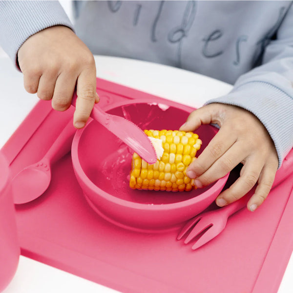 EzPz Happy Utensils for Toddlers(Spoon, Fork & Knife) - Pink