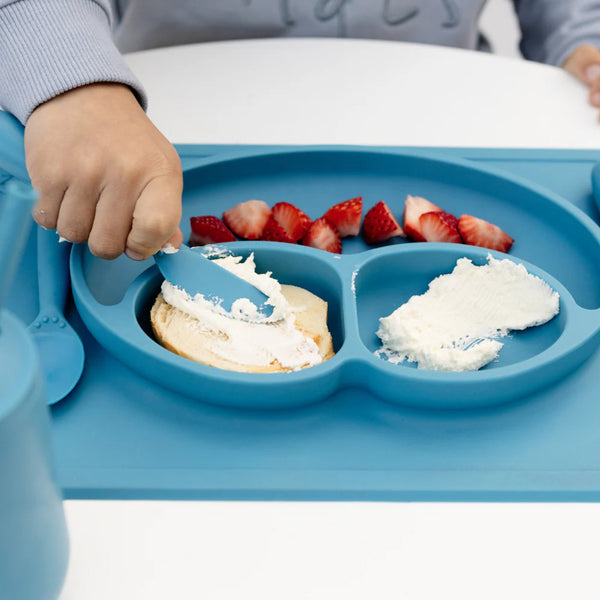 EzPz Happy Utensils for Toddlers(Spoon, Fork & Knife) - Blue