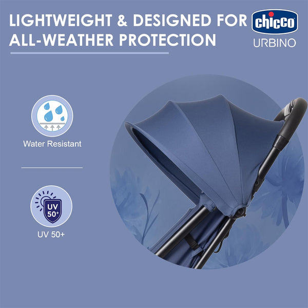 Chicco Urbino Stroller with One Hand Fold & Extendable Canopy with UV 50+ Protection - 0 to 4Y