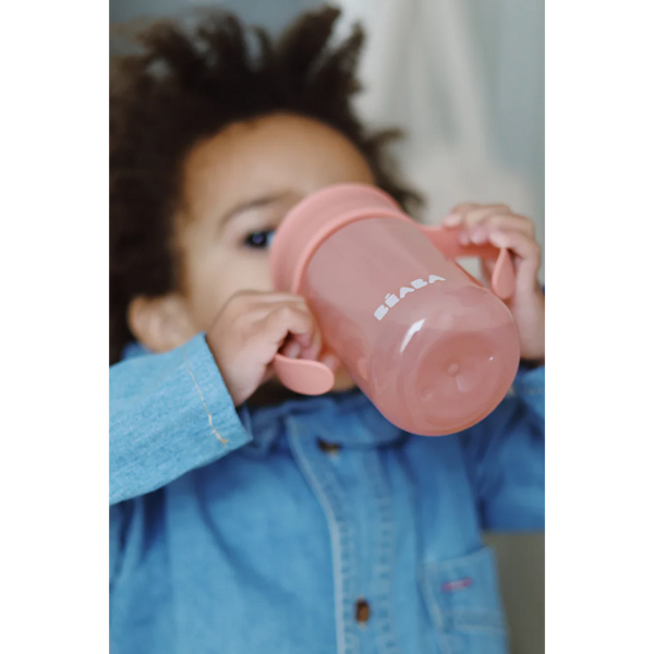 Beaba 360° Baby Learning Cup with Anti-Drip Disc, Dual handle & Spillproof Sippy Cup for Toddlers, 340 ml - Pink