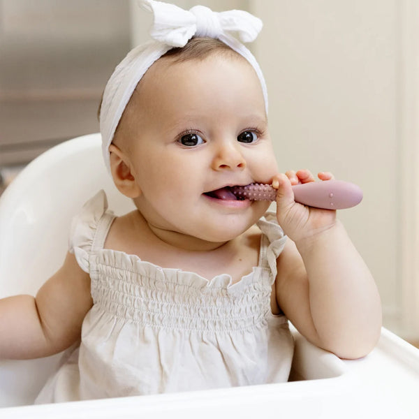 Ezpz Oral Development Tools (3 to Pack) 100% Soft Silicone Infant Teething & Speech Tools with Non Slip Loop - Blush