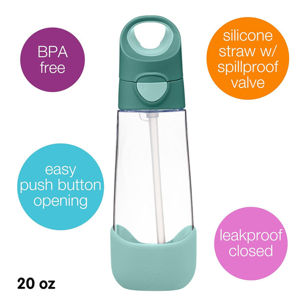 B.Box Tritan Straw Drink Bottle 600 ml - Emerald Forest Green
