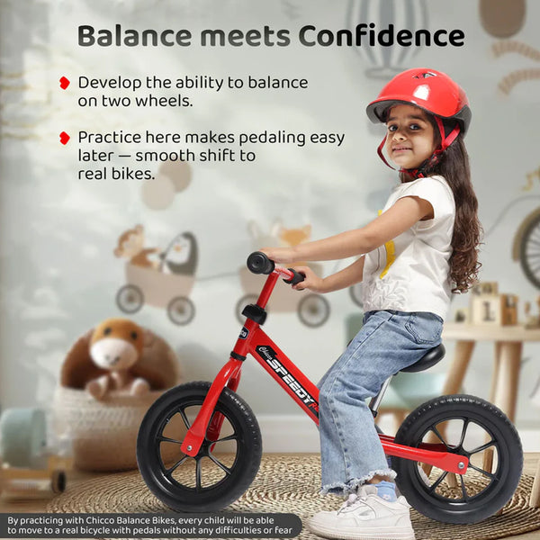 Chicco Speedy Red Balance Bike with Adjustable Seat Height & Handle Bar Height - Red