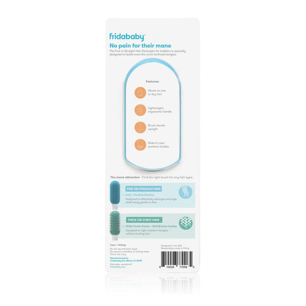 Frida Baby Detangling Hairbrush for Thick or Curly Hair, Wide Tooth Comb & Bristle Combo - Teal