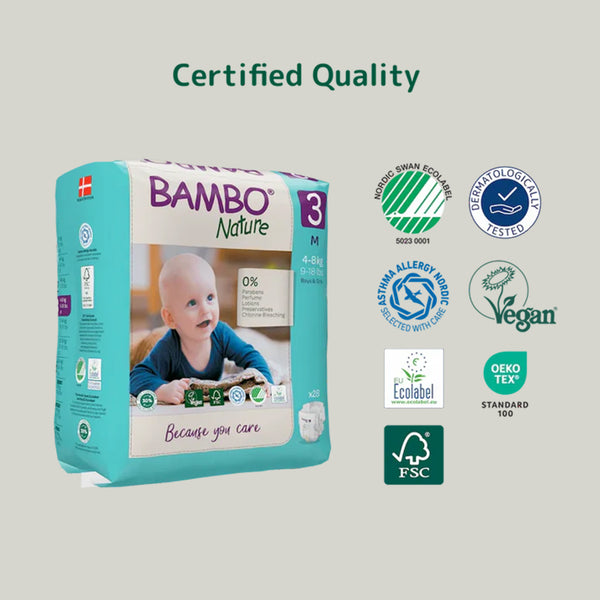 Bambo Nature Tape Diapers, Size 3, M Size (4-8 Kgs) 28pcs - Dezine Kids