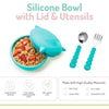 Melii Silicone Bowl With Lid, Spoon & Fork, Airtight & Leakproof Lid - Shark