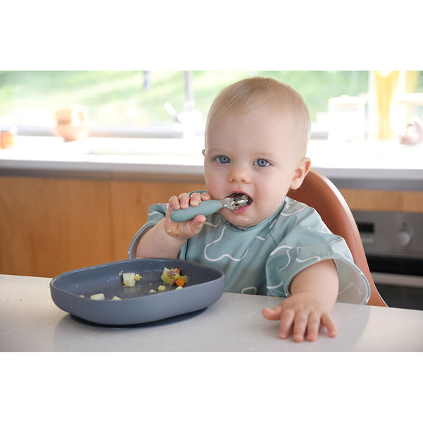 Beaba Set of 2 Stainless Steel Pre Cutlery - Sage Green
