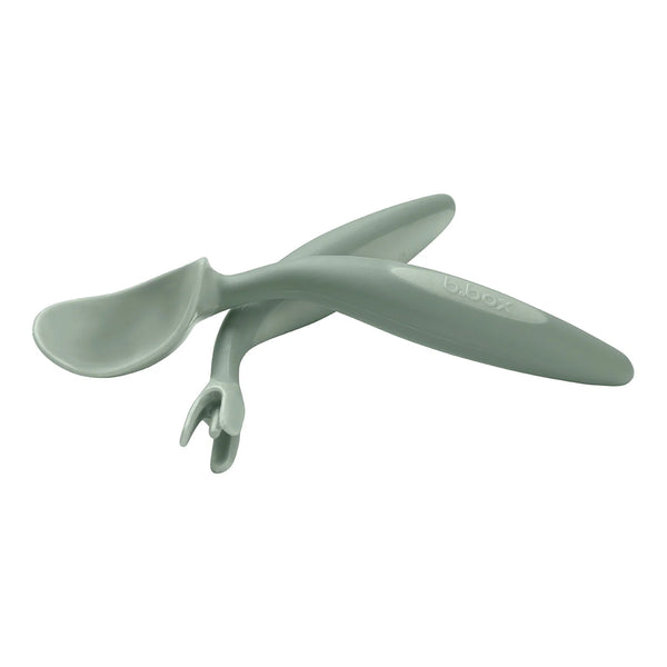 B.Box Toddler Cutlery Set Spoon and Fork - Sage Green