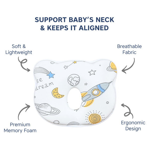 Hopop Head Shaping Memory Foam Pillow for Newborns - Dezine Kids
