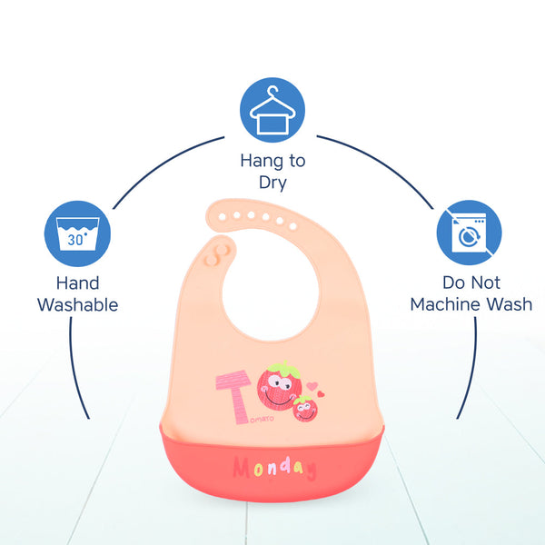 Hopop Waterproof Silicone Baby Bib with Crumb Catcher Pocket – Adjustable & Easy to Clean - Dezine Kids
