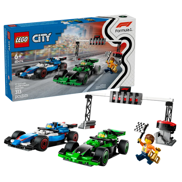Lego City F1 Grid with VCARB & Sauber Race Cars Toy Vehicle Set - Dezine Kids