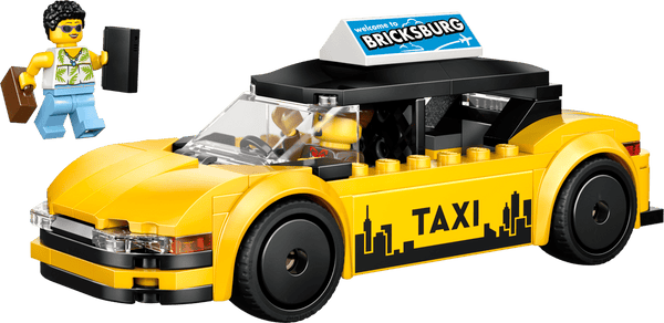 Lego City Yellow Taxi Model Car Kit with 2 Minifigures - Dezine Kids
