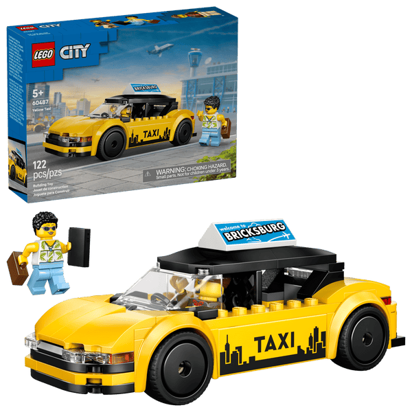 Lego City Yellow Taxi Model Car Kit with 2 Minifigures - Dezine Kids