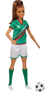 Barbie Soccer Doll, Brunette, #16 Uniform, Soccer Ball, Cleats, Socks - Dezine Kids