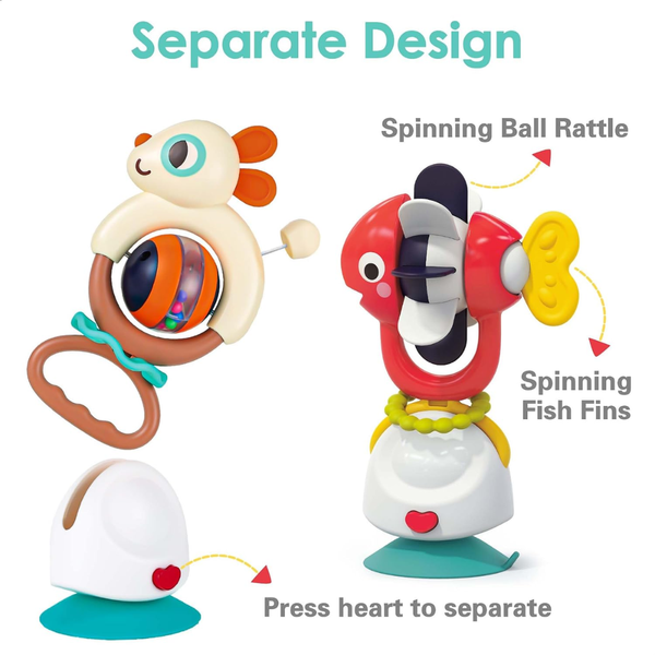 Hola 2 in 1 Highchair Toys & Baby Rattle Suction Toys - Fish - Dezine Kids