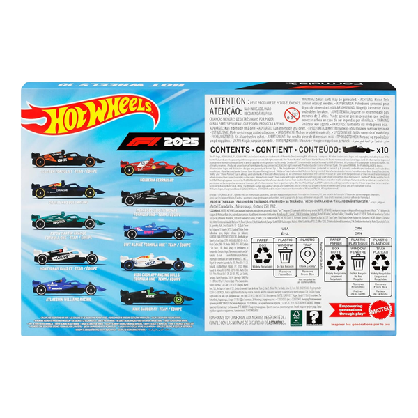 Hot Wheels Formula 1 Die Cast Racecars Set of 10 Cars