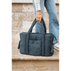 Beaba Paris Puffer Baby Diaper Bag with Large Capacity, Multi Pocket Organizer with Changing Pad, Insulated Bottle Pouch & Stroller Clips - Mineral Grey