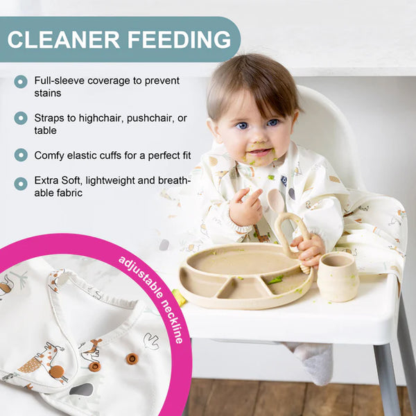 Bibado Long Sleeve Coverall Weaning Bib - Serengeti White