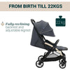 Chicco Goody XPlus Lightweight Stroller with One Hand Fold Flat Reclining Seat For 0 to 4Y (Upto 22 Kg) - Dark Shadow