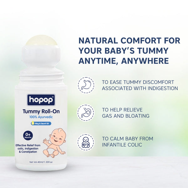 Hopop Tummy Roll On for Baby Colic Relief, Constipation & Indigestion - 40ml - Dezine Kids