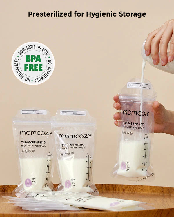Momcozy Breastmilk Storage Bags, No Leak Easy Seal Disposable Freezer Safe with Measurement Markings, 180 ml - Pack of 50