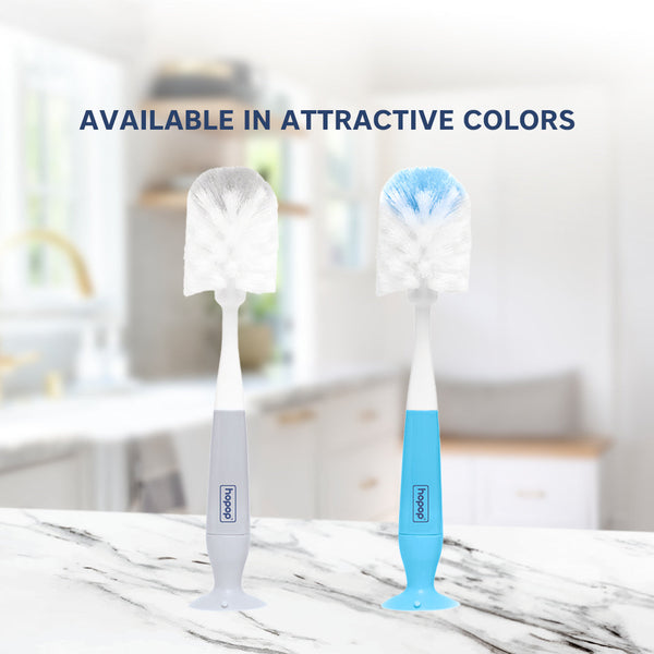 Hopop 2-IN-1 Bottle & Nipple Cleaning Brush with Grooved Handle & Suction Base - Dezine Kids