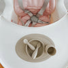 EzPz First Foods Set 100% Food Grade Silicone Baby & Toddler Suction Bowl with Built In Placemat - Oat