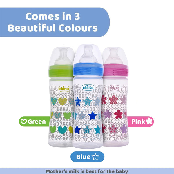 Chicco Well Being 2M+ Medium Flow Baby Bottle 250ml - Pink