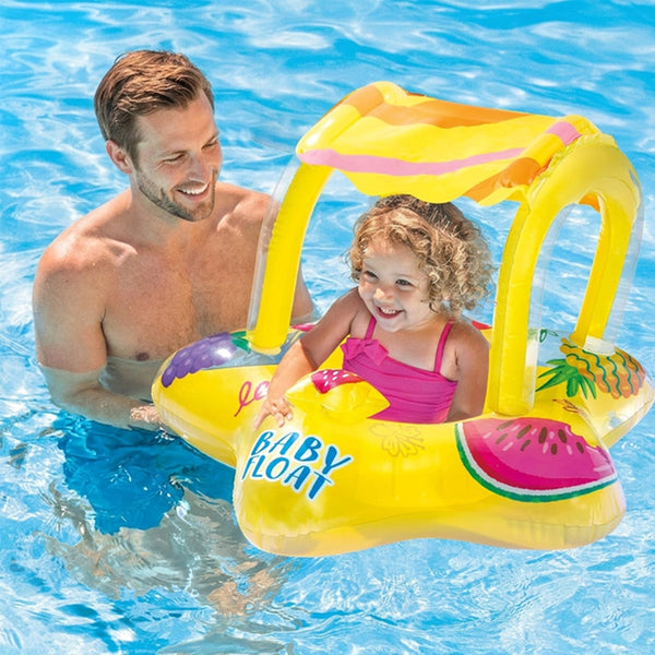 Intex Kiddie Inflatable Pool Float with Sunshade - Yellow - Dezine Kids
