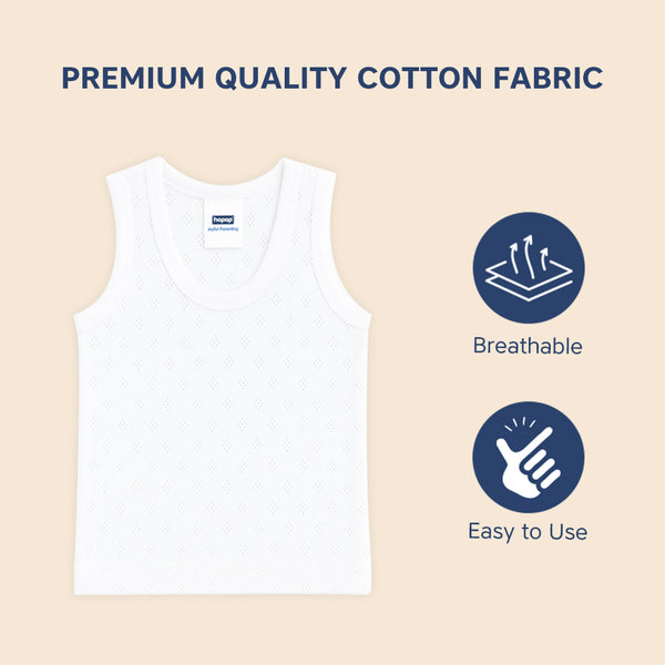 Hopop Baby 100% Soft & Stretchable Cotton Sleeveless Vest with Round Neck Design