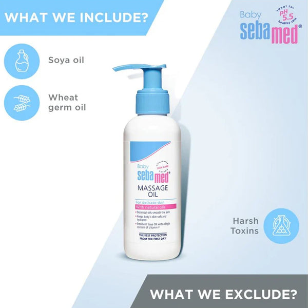 Sebamed Soothing Baby Massage Oil 95% Natural Soya Oil - 150ml