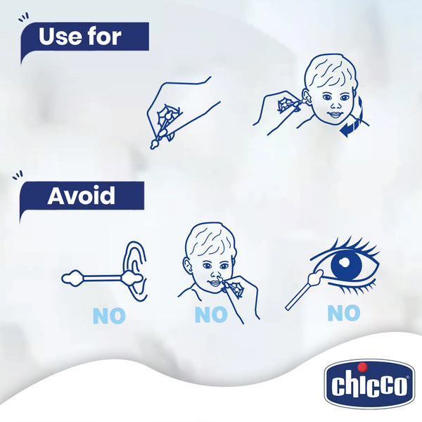 Chicco Cotton Buds With Ear Drum Protection - 90 Pcs