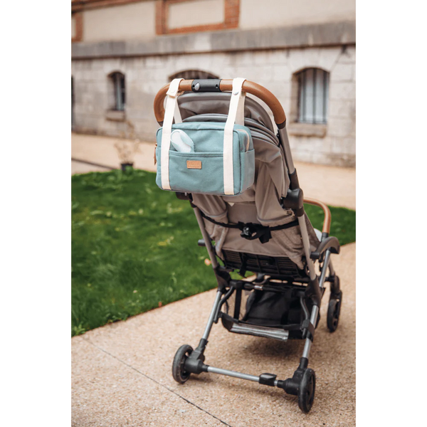 Beaba Mini Paris Baby Diaper Bag with 5L Capacity, Multi Pocket Organizer with Stroller Clips - Sage Green