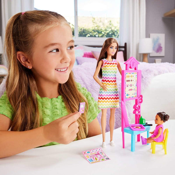 Barbie Teacher Doll with Brunette Toddler Student & Teaching Accessories