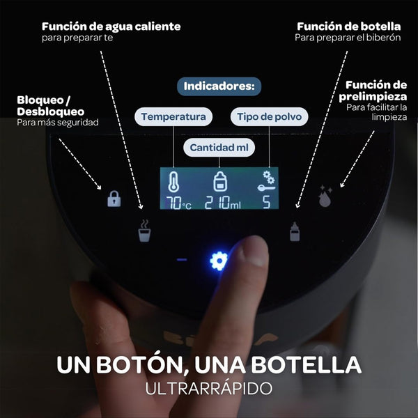 Beaba Milkeo Plus Automatic Baby Bottle Maker & Formula Dispenser with Smart Touchscreen, Multiple Temperature Settings - Night Blue - Dezine Kids