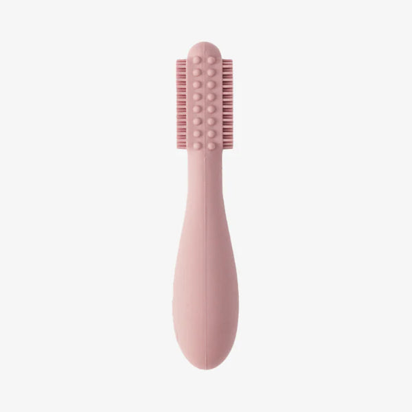 EzPz Baby Led Toothbrush 100% Silicone Infant Toothbrush with Dual Sided Bristles & Sensory Bumps - Blush