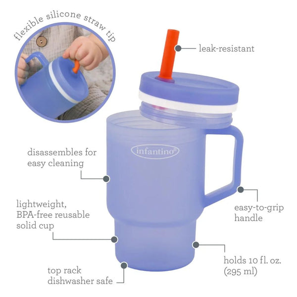 Infantino My 1st Tumbler Silicone 260ml - Blue - Dezine Kids