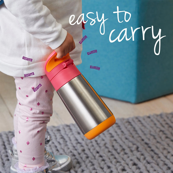 B.Box Insulated Drink Bottle Sipper 350 ml - Strawberry Shake Pink Orange